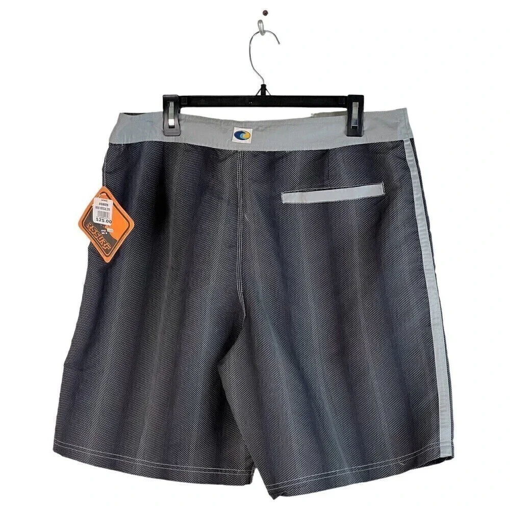 Raya Sun RS Surf Men's Swim Trunks Gray Black Drawstring Size 38 New with Tags